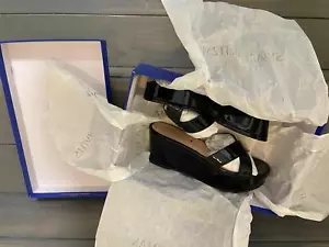 New, Stuart Weitzman Black Platform Wedge Slide, 6.5B Size, With Box - Picture 1 of 8