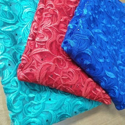 Embroidery Lace Mesh Fabric Drape Décor Dress Costume Material 58" By Meter - Image 1 of 4
