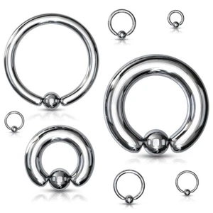 Steel Ball Closure Ring - 1mm to 3.2mm Thick 8-18Ga - Body Piercing Jewellery UK - Picture 1 of 7