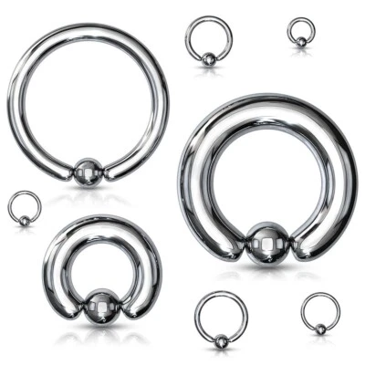 Steel Ball Closure Ring - 1mm to 3.2mm Thick 8-18Ga - Body Piercing Jewellery UK - Image 1 of 4
