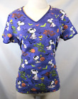 Womens Peanuts Snoopy Scrub Top Halloween Purple Bats Spiderwebs M Medium Euc