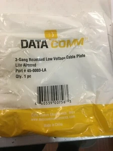 Datacomm 45-0003-LA 3 Gang Recessed Low Voltage Cable Plate - Lite Almond  Q 15 - Picture 1 of 7