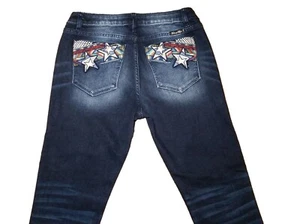 Miss Me Skinny Ankle Jeans Gr. 29 Medium Wash Low Rise bestickt Taschen Neu mit Etikett - Bild 1 von 5