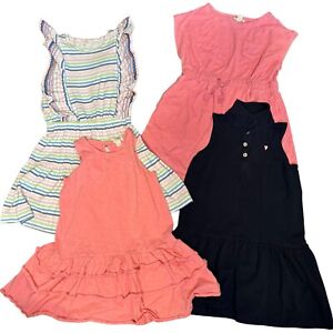 J.Crew Crewcuts Lot Of 4 Girls Short Sleeve Dress Blue Pink Size S (6/7)