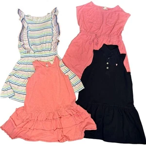 J.Crew Crewcuts Lot Of 4 Girls Short Sleeve Dress Blue Pink Size S (6/7) - Picture 1 of 15