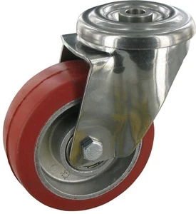 Heat resistant swivel castor without brake ø100 silicone rubber back hole up to 250 - Picture 1 of 2