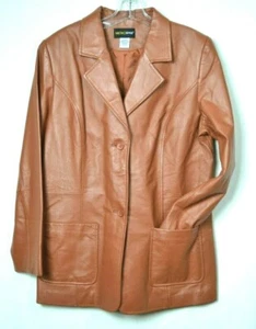 NEW METROSTYLE RED ORANGE GENUINE LEATHER WOMEN'S JACKET SIZE 12 T - Picture 1 of 7