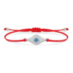 Silver Blue Evil Eye Charm Red String Protection Bracelet - Picture 1 of 1