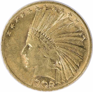 1908 $10 Gold Indian Motto AU Slider Uncertified #925 - Picture 1 of 2