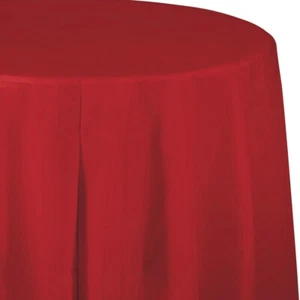 Classic Red Tablecover 82" RND Plastic - Picture 1 of 1