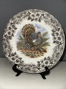 Myott Churchill Thanksgiving Turkey Dinner Plate Colorful Bird & Flowers 10” - Picture 1 of 11