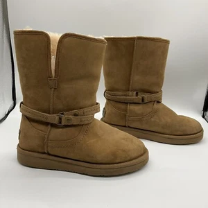 UGG Australia PALISADE Women 7 Chestnut Brown Boots Suede Sheepskin 1007700 - Picture 1 of 12