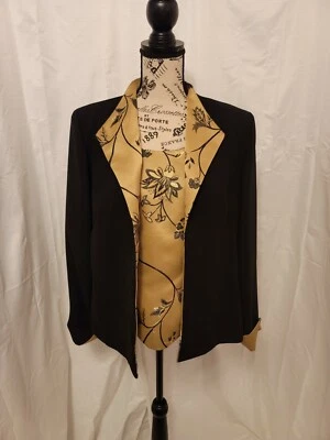 Женский блейзер и майка R&M Richards черный и золотой с цветочным рисунком размер 16 - Изображение 1 из 4