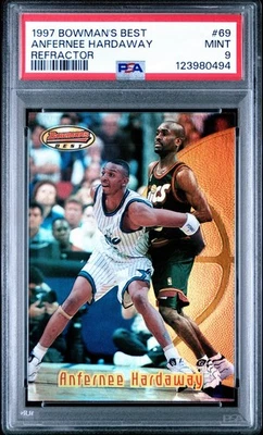 Anfernee Hardaway 1997-98 Bowman's Best Refractor #69 Orlando Magic PSA 9 POP 7 - Image 1 of 2