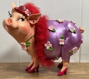 Salvadanaio Sassy Pig: raro elegante anni '90 Lady Pig Bank - Foto 1 di 10