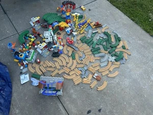 HUGE Lot Fisher Price Geo Trax Train 175+ Pieces Geotrax W/cars And Controller - Picture 1 of 21