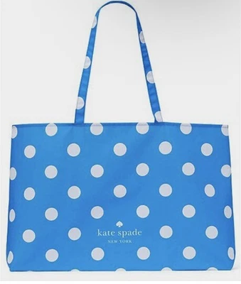 New Kate Spade Tote Blue White Polka Dot 25" x 15" XLarge Shopping Tote - Image 1 of 4