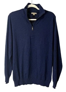 Burberry Brit Mens 1/4 Zip Sweater Extra Fine Merino Wool Pullover Blue Size XL - Picture 1 of 7