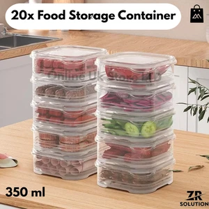 20x Contenedor de comida de plástico con tapas para llevar microondas congelador caja de almacenamiento segura - Imagen 1 de 10