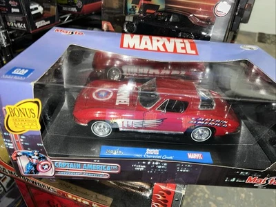 MAISTO MARVEL МАСШТАБ 1/18 CAPTAIN AMERICA 1965 CHEVROLET CORVETTE - Изображение 1 из 4
