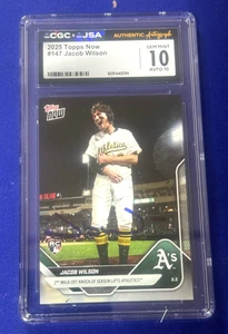 Tarjeta Topps Now #147 firmada por Jacob Wilson de los A's 2025 CGC 10 automática 10 - Imagen 1 de 1