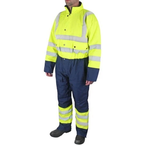 Two Tone Hi Viz thermal Quilted Waterproof Coverall Boilersuit Multi Pocket Warm - Image 1 of 1