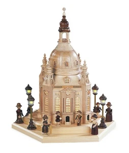 Lichterhaus Frauenkirche Dresden groß mit Innenbeleuchtung 24x21x28cm NEU - Picture 1 of 1