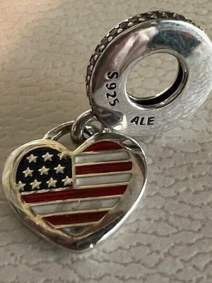 Подлинный Pandora, Америка США флаг подвеской, назначения путешествий, 925 серебро - Изображение 1 из 4