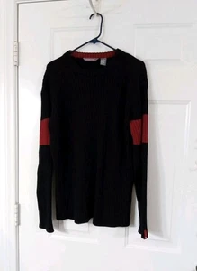 Vintage Quiksilver Pullover Herren Large schwarz Strick gerippt Pulli Surf Y2K - Bild 1 von 6