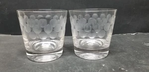 2 Vintage Ingrid Glas Stil Punkte geätzt Doppel Old Fashion Steine Gläser 3 1/4" - Bild 1 von 9