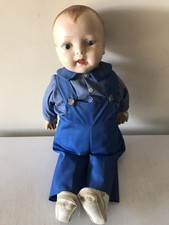 Antique Buddy Lee Type Composition Doll Chambray Shirt Blue Overalls “Cry’s”