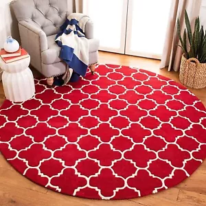 Hand-Tufted Round Area Rug 8x8 Wool Carpet for Bedroom Living Room or Kids Room - Picture 1 of 6