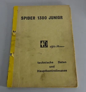 Technische Informationen Daten Hauptkontrollwerte Alfa Romeo Spider1300 Junior - Bild 1 von 1