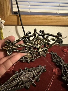 Salvage Antik Viktorianischer Art Deco Vorhang Set Stange HALTERUNGEN Dekor Gusseisen - Bild 1 von 24