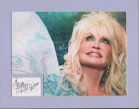 DOLLY PARTON autograph. Custom matted signature. 9 to 5. COAT OF MANY COLORS Cover