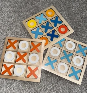 Joblot 3 Wooden Tic Tac Toe Games Wooden Noughts and Crosses New & Sealed - Picture 1 of 5