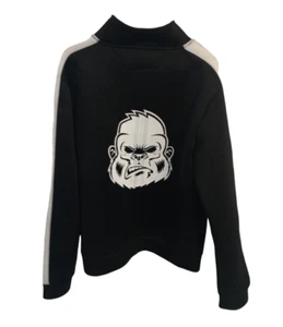 Black Jacket Men's Boys Size Medium Full Zip Up C Track Jacket Gorilla Ape Logo - Picture 1 of 11
