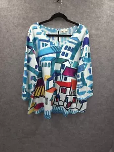 Orientique Naturally Australian Top Womens 18 Pullover 3/4 Sleeve Multicolor - Picture 1 of 13