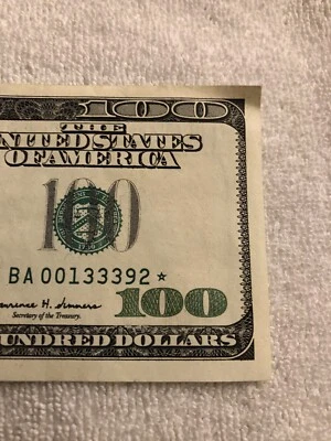 $100, 1999 STAR NOTE LOW SERIAL NUMBERS FEDERAL RESERVE BRANCHES –Circulated - Image 1 of 3