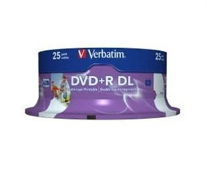 Verbatim DVD+R DL 8.5GB/8X - 25 Pack Spindle, White Wide Inkjet Printable - Picture 1 of 1