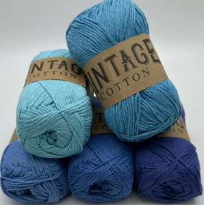 Vintage Cotton Colourways Bundle - Knitting Crochet Yarn Wool - 5x100g Balls - Picture 1 of 9