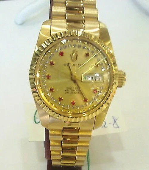 Reloj Automático Sandoz Tono Dorado Cuadrante Diamante Rojo Marcador de Hora 398235D-12-8 Foto 1 de 1