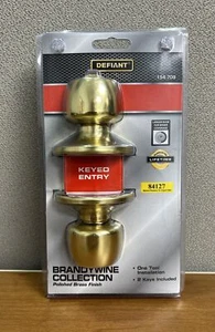 DEFIANT BRANDYWINE COLLCTN #154 709 KEYED ENTRY DOOR SET POLISHED BRASS W/2 KEYS - Picture 1 of 6