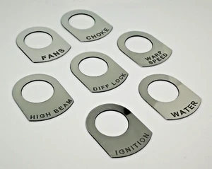 KUNDENSPEZIFISCHE POLIERTE KIPPSCHALTER-ETIKETTEN FÜR LANDROVER & KIT AUTOS - Bild 1 von 5