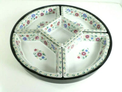 Imari Style Lazy Susan Hostess Chip Appetizer Tray Serving Set 5 Piece - Image 1 of 4