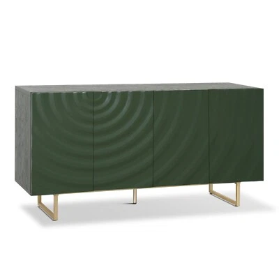 Modern Industrial Storage Sideboard with Corrugated Doors and Adjustable Shelves - Image 1 of 2