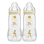 MAM Easy Active Bottle 11 oz (2-Count), Fast Flow Bottles with Silicone Nipples,