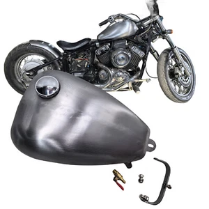 Tanque de combustible de gasolina plateado sin pintar para motocicleta con tapa para Yamaha Dragstar 400 650 - Imagen 1 de 12