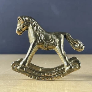 Vintage Small Brass Horse Animal Figurine Solid Brass Rocking Horse - Picture 1 of 9