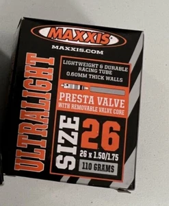 MAXXIS ULTRALIGHT TUBES 26X1.50/1.75 PRESTA VALVE RVC - Picture 1 of 1